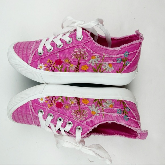 Blowfish Malibu Vivid Sneakers Pink Floral Embroidery Size 6 - Picture 9 of 11
